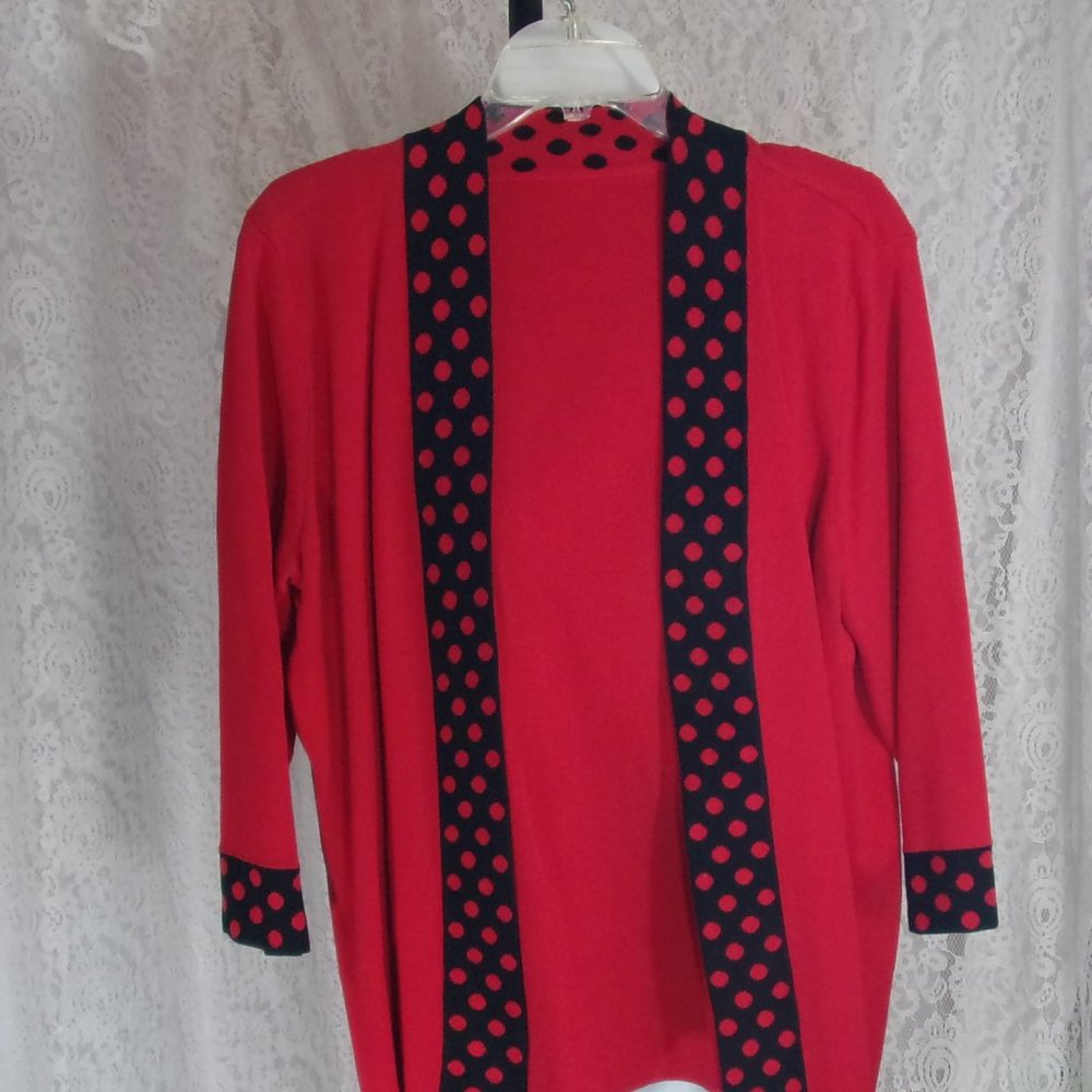 Designer Originals True Red & Black Open Front Knit Sweater